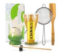 TEANAGOO Matcha Whisk Set,Matcha Whisk(100 prongs) with Green Holder,6-PCS Traditional Starter Set,Scoop(Chashaku),Tea Spoon,Bamboo Chasen for Making Latte,Ceremony Accessory,Gife for Friend/Family