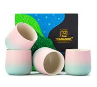 TEANAGOOCeramic Japanese Tea Cup, 4 Pcs/Box, Occupied Japan Cups, Chinese Cup, Asian Cups no Handles， 7.2oz / 205 ml, Gradient Pink Green