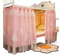 Teanea Cute Bunk Bed Curtains Privacy Cloth Underbed Curtains for Bottom Girls, 2 Panels, Pink Tree