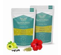 TeaNOURISH Amla Magic Green Tea | Whole Leaf Tea | Blended with Amla, Hibiscus, Fennel, Cardamom & Cinnamon | 100% NATURAL | Brew Hot or Iced Tea - 3.53oz/100g (Pack of 2)