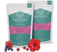 TeaNOURISH Berry Punch Green Tea | Zingy & Refreshing | Darjeeling Tea Loose | 100% Natural Fresh Berries & Hibiscus Flower | Brew Hot or Iced Tea - 3.53oz/100g (Pack of 2)