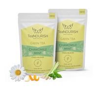 TeaNOURISH Chamomile Mint Green Tee | Darjeeling Loose Leaf Tee | Natural Sleep Tee with Calming & Relaxing Properties | 50 Cups Hot or Iced Tea - 3.53oz/100g (Pack of 2)