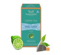 TeaNOURISH Earl Grey Green Tea | 20 Count Pyramid Tea Bags | Darjeeling Whole Leaf Tea Enriched with Natural Bergamot Extract | 100% NATURAL INGREDIENTS