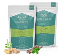 TeaNOURISH Ginger Tulsi Green Tea | Darjeeling Loose Leaf | Indian Superfoods Ginger, Tulsi & Licorice | Relieves Stress & Aids Digestion | Brew Hot or Iced Tea - 3.53oz/100g (Pack of 2)