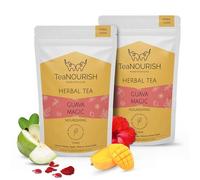TeaNOURISH Guava Magic Herbal Tea | CAFFEINE-FREE | Refreshing and Fruity | 100% Natural Guava, Mango, Apple, Hibiscus & Rose Petals | Brew Hot or Iced Tea - 3.53oz/100g (Pack of 2)