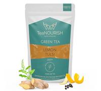 TeaNOURISH Lemon Tulsi Green Tee | Darjeeling Loose Leaf | Stress Relief Tea | Immune Support Tea | 100% Natural Ingredients | Brew 50 Cups Hot or Iced Tee - 3.53oz/100g