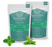 TeaNOURISH Mint Soother Green Tea | Darjeeling Loose Leaves | Blended with Fresh Mint & Peppermint Leaves | Refreshing & Calming Tea | 50 Cups Hot or Iced Tea - 3.53oz/100g (Pack of 2)