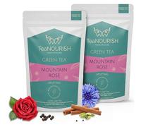 TeaNOURISH Mountain Rose Green Tea | Loose Leaf Tea | Blended with Rose Petals, Blue Cornflower & Cinnamon | 100% NATURAL INGREDIENTS | Brew Hot or Iced Tea - 1.76oz/50g (Pack of 2)
