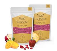TeaNOURISH Sparkling Sangria | CAFFEINE-FREE Herbal Tea | Refreshing and Fruity | 100% Natural Apple, Strawberry, Mango, Pineapple, Hibiscus | Brew Hot or Iced Tea - 3.53oz/100g (Pack of 2)