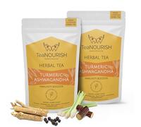 TeaNOURISH Turmeric Ashwagandha Herbal Tea | CAFFEINE-FREE | Indian Superfoods Blended with Black Pepper & Licorice | Supports Immunity | 100% NATURAL INGREDIENTS - 3.53oz/100g (Pack of 2)