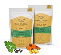 TeaNOURISH Turmeric Moringa Herbal Tea | Blend of Indian Superfoods Turmeric, Moringa, Ginger & Black Pepper | Supports Immunity | 100% NATURAL INGREDIENTS - 3.53oz/100g (Pack of 2)
