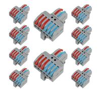 Teansic 10PCS Push-in Conductor Wire Connectors,2 in 6 Out DIN Rail Terminal Blocks,DIY Quick Wiring Lever Connectors