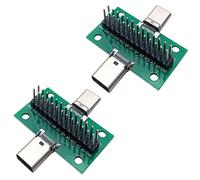 Teansic 2 Pcs USB 3.1 Type-C Male to Female Test Board with PCB Board 24 Pins 2.54 mm Double-Sided Socket with pin Header Connector for Date Line Wire Cable Transfer
