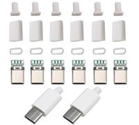 Teansic 20 Sets 24 Pin Type C Male Plug Connector with PCB Board, DIY USB 3.1 Plug Connector with White Cover