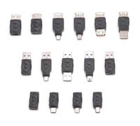 Teansic USB 2.0 to Mini/Micro USB Adapter Set USB Connector Converter | 15 Styles USB Gender-Changer Adapters, USB-A, Mini-USB, Micro-USB Converters,Mini-USB Female to Type-C Male 480Mbps 5V 2A