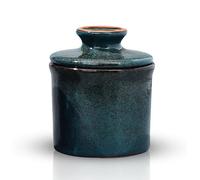 Teapeak Pottery Butter Crock keeper - French Butter Dish with Lid -Fresh Soft Butter (Blue)