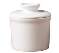 Teapeak Pottery Butter Keeper Crock - Ceramic Butter Dish with Water Line for Countertop, Keep Butter Fresh-White