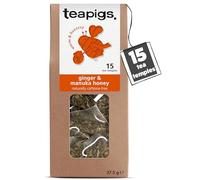 teapigs Ginger & Manuka Honey Tea - Caffeine-Free Herbal Tea Bags with Ginger, Honey & Liquorice Root - Bold and Warming Blend - 15 Temples