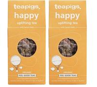 teapigs Happy Tea with Lemon Balm, 15 Biodegradable Temples, Bright & Cheerful Blend, Mood-Boosting, Organic, Naturally Caffeine-Free, Suitable for Vegetarians Vegans (Pack of 2)