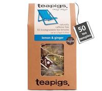 teapigs Lemon Ginger Herbal Tea Bags - Eco-Friendly Blend with Citrus, Lemongrass & Liquorice - Bold Natural Flavour - 50 Eco-Friendly Biodegradable Tea Temples (1 Pack)