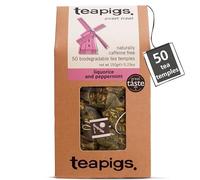 teapigs Liquorice & Peppermint Herbal Tea Bags - Caffeine-Free & Plastic-Free - Great Taste Award-Winning Blend - Naturally Sweet & Refreshing - 50 Eco-Friendly Biodegradable Tea Temples (1 Pack)
