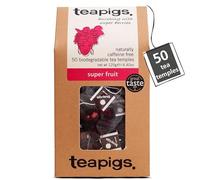 teapigs Super Fruit Caffeine Free Herbal Tea with Hibiscus, 50 Tea Bags | All Natural, No Nasties, Big Leaves, Big Flavour, Plant-Based Tea Temples, Recyclable Paperboard Pack, 50 Teabag Pack