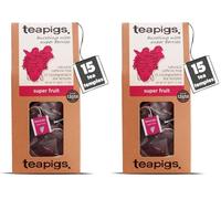 teapigs Super Fruit Tea - Caffeine-Free Herbal Tea Bags with Hibiscus & Berries - Fruity and Invigorating Blend - 15 Temples (Pack of 2)