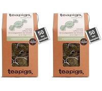 teapigs Whole Leaf Peppermint Tea Bags - Caffeine-Free Herbal Infusion for Digestion & Freshness - Biodegradable Tea Temples, Sustainably Sourced - 50 Teabags (2 Pack)