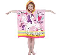teapink Hooded Poncho Towel for Kids Boys Girls Swimming Bath Shower Holiday Fast Drying Microfibre Pool Beach Children Changing Robe One Size Unicorn