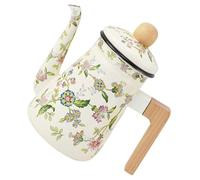 Teapot 1.2l with Wooden Handle for Tea Brewing Enamel