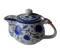 Teapot, 17oz 500ml Blue White Porcelain with Removable Stainless Steel Filter Ceramic Kettle Infuse