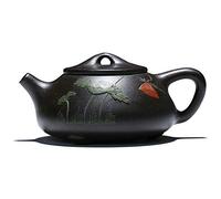 Teapot, 227 ml, Chinese Yixing, Real Black Clay, Zisha Shipiao 8 oz 240 ml Colour Flower