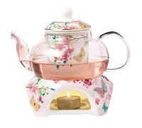 Teapot, 5x3in Chinese Kung Fu Ceramic with Floral Infuser Warmer