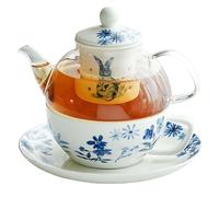 Teapot and Cup Set for,Teapot and Cup Set for 1, Tea for One Teapot and Cup Set, One Cup Teapot, Bone China Tea Set, Tea Pot Gift Sets for Women-Rabbit-Pot 400ml,Cup 200ml