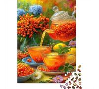 Teapot and Teacups Jigsaw Puzzle for Adults 1000 Piece Paper Game Flowers Focus Gift Home Decor 52x38cm/1000pcs