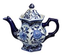 Teapot Blue and White Porcelain China Coffee Pot Ceramic Teapot- Blue Stripe Design