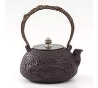 Teapot Ceramics 900Ml Vintage Cast Iron Teapot Anti Rust Easy Cleaning Kettle Tea Set Uncoated Oxidation Inner Wall Artwork Gift Plum Pattern