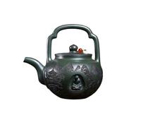 Teapot Chinese Green Clay Carved Landscape Handle Teapot Home Retro Kung Fu Teapot Tea Maker