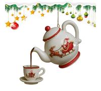 Teapot Christmas Ornaments | 2D Acrylic Holiday Christmas Tree Ornaments - Rustic Bag Charm Home Decor for Wall Indoor Outdoor Garden Yard Window Shelf Car Fireplace Office Room