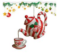 Teapot Christmas Ornaments - 2D Acrylic Vintage Teapot Christmas Decor - Rustic Home Decor Party Supplies for Indoor Outdoor Fireplace Shelf Window Office Garden Yard