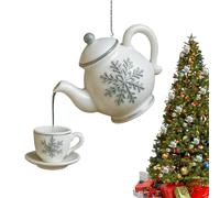 Teapot Christmas Ornaments Christmas Ornaments Set For Tree Decorations Hanging Acrylic 2D Tea Pot Decorations, Hanging Pendant Rustic Bag Charm Home Decor For Indoor Outdoor