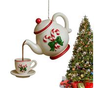 Teapot Christmas Tree Decorations | 2D Acrylic Holiday Christmas Tree Ornaments,Rustic Home Decor Party Supplies for Indoor Outdoor Fireplace Shelf Window Office Garden Yard
