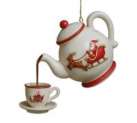 Teapot Christmas Tree Ornaments | 2D Acrylic Tea Pot Christmas Decorations - Rustic Home Decor Party Supplies for Indoor Outdoor Fireplace Shelf Window Office Garden Yard
