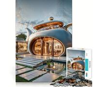 Teapot House Architecture Jigsaw Puzzles for Adults 1000 Pieces Brain Challenge Toy Quiet Fun Precise Cut Wall Art Decor (38x52cm)