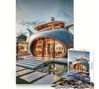 Teapot House Architecture Jigsaw Puzzles for Adults 1000 Pieces Brain Challenge Toy Quiet Fun Precise Cut Wall Art Decor (38x52cm)