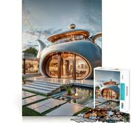 Teapot House Architecture Jigsaws 1000 Pieces for Adults Brain Challenge Toy Peaceful Time Clear Cut Art Collectible (50x75cm)