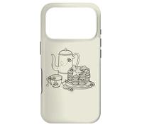 Teapot Line Art Teacup Strawberries and Flowers on Waffles Case for iPhone 17 Pro