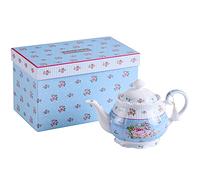 Teapot, London Boutique Large Teapots for 4 China Teapot Vintage Floral in Gift Box (Teapot Rose Blue)