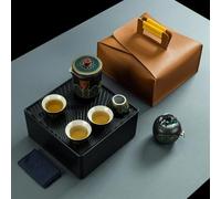 Teapot Set Portable One Pot Four Cup Kung Fu Tea Ceramic And Travel Car Home Office Green Caddy Sets With