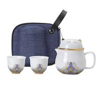 Teapot Set with Cups, Portable Ceramic Tea Cup Set, Tea Cup Set, Portable Lucky Cat Teapot Set, Shockproof Porcelain Tea Set, Tea Cups with Tea Strainer for Picnic